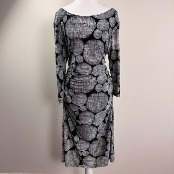 KamaliKulture by Norma Kamali Dresses & Skirts - KamaliKulture Norma Kamali Black White Abstract Circle Ruched Midi Dress XL